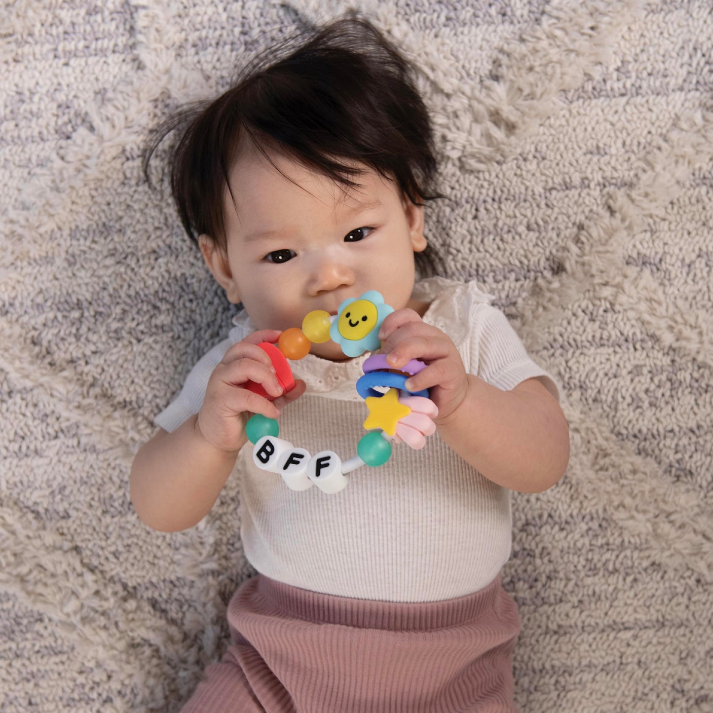Infantino Friendship Baby Teethers, Soft Silicone Teething Toys, Sensory Textures, Easy to Grip, BPA-Free, Soothes Sore Gums, On-The-Go Travel Teethers, 3-Pack