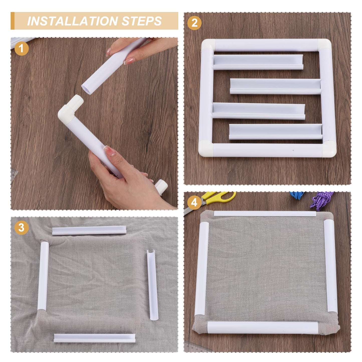PATIKIL Embroidery Hoops Universal Clip Embroidery Hoop Frame Reusable Square Rectangle Plastic Clip Frame Embroidery Hoop for Art Craft Sewing(17 x 17 Inch)