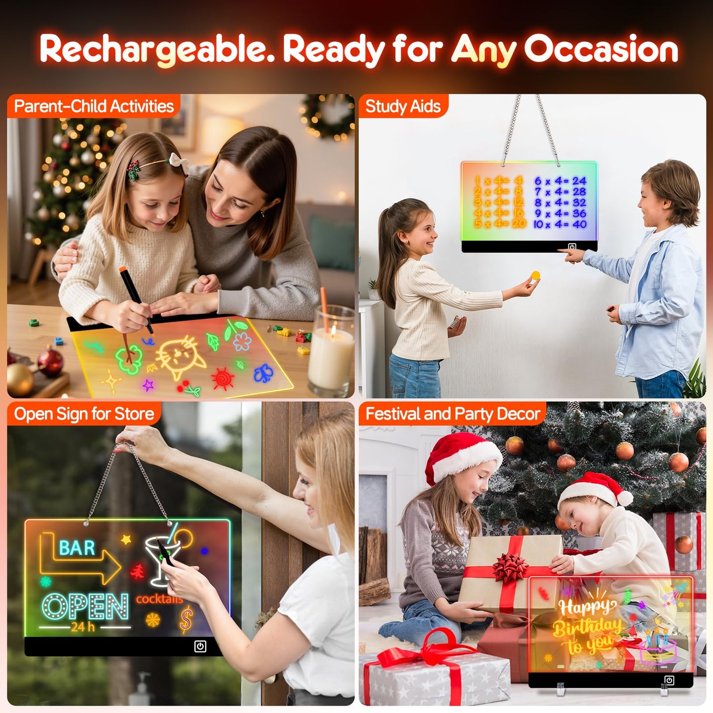 16" Rechargeable LED Doodle Glow Drawing Board for Kids with 9 Light Effects & 4 Modes, Neon Light Up Drawing Tablet Gifts for Kids/Girls/Boys/Teens for Easter Birthday Festival Gift Ideas
