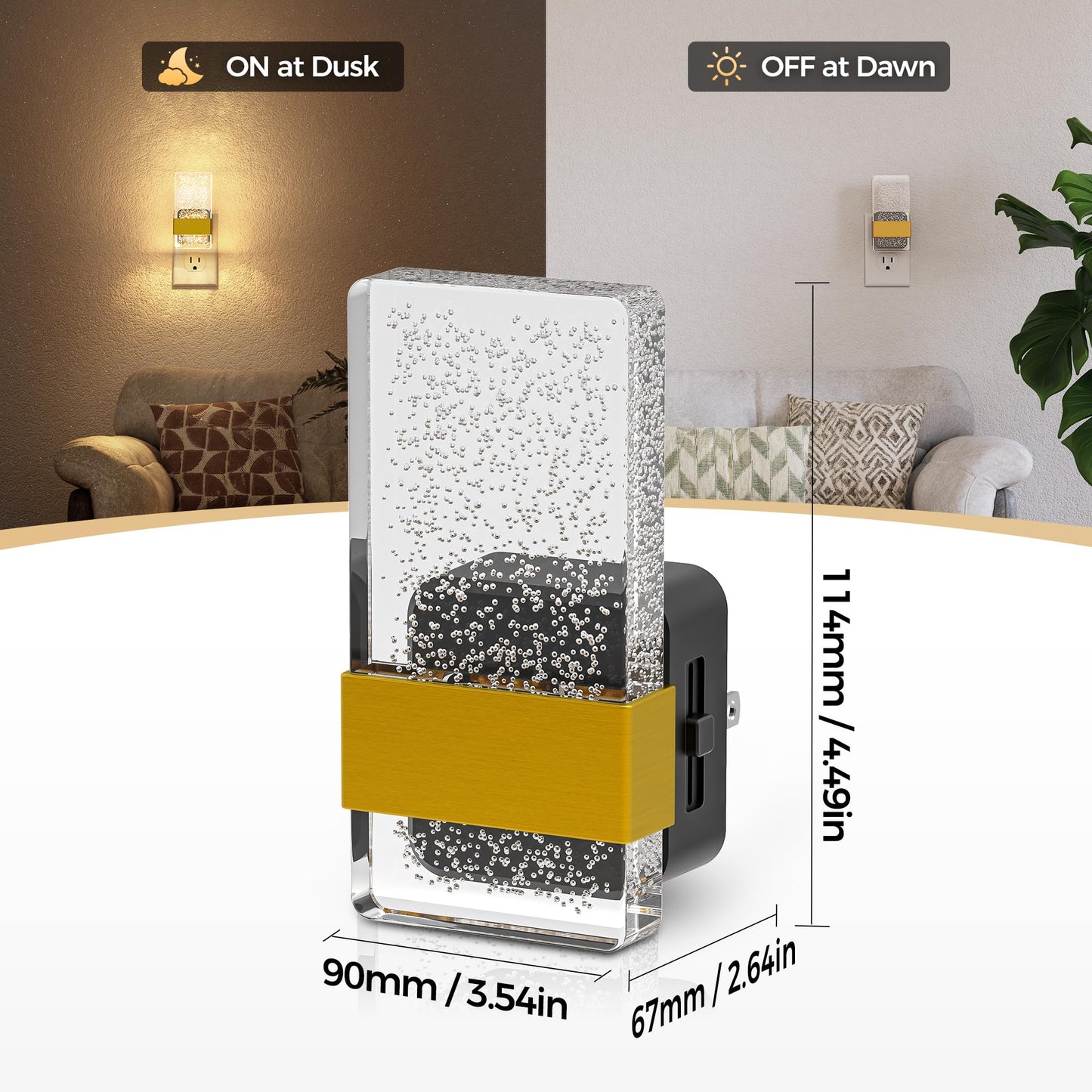 DORESshop LED Night Lights Plug Into Wall, 0-100LM Dimmable Nightlight, Bubble Decorative Night Light with Dusk-to-Dawn Sensor, Wall Sconce-Style Design Nightlights for Bathroom, Hallway,Stairway,Gift