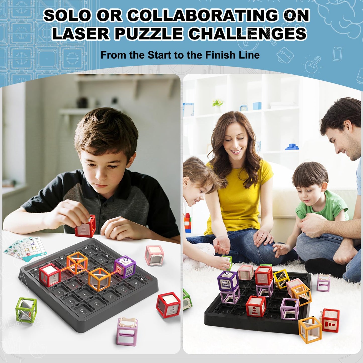 Innovakids Laser Maze - STEM Logic Toys for Ages 8-13, 60+ Challenges Puzzle Games, Great 8-13 Years Old Children Gift to Develop Spatial Imagination Problem-Solving Concentration, Team/Solo Play