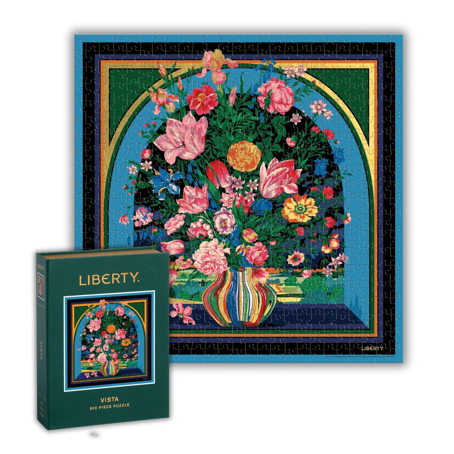 Galison Liberty Vista – 500 Piece Book Puzzle with Iconic Botanical Liberty Heirloom Print Artwork Packaged in Magnetic Keepsake Book Sized Box