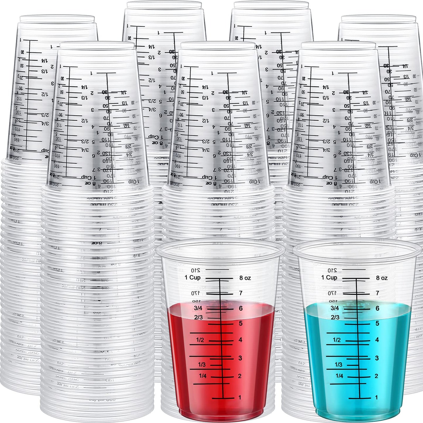 Yunsailing 400 Pack Disposable Measuring Cups for Resin 8 oz Clear Plastic Epoxy Reusable Liquid Mixing Cups for Cooking and Baking Supplies