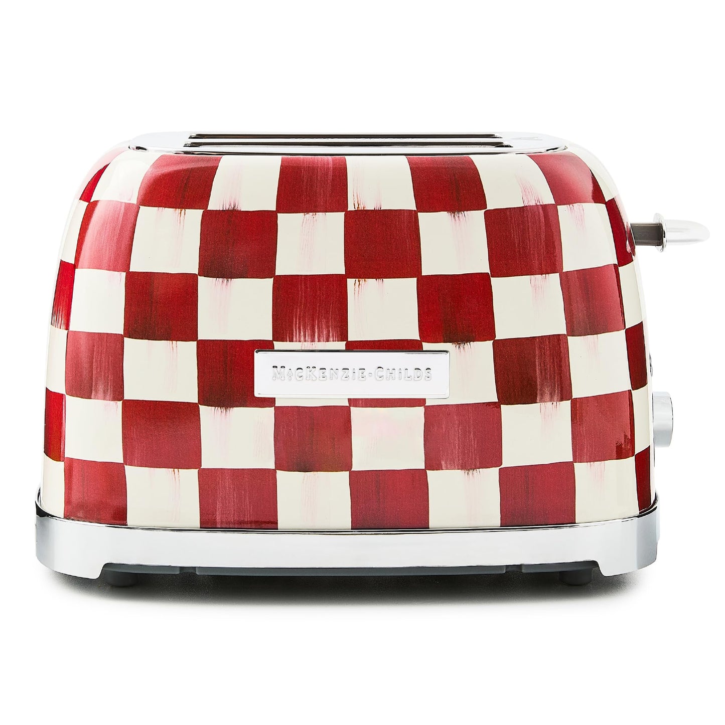 MACKENZIE-CHILDS 2-Slice Toaster, Decorative Toaster for Kitchen, Red-and-White Cherry Check