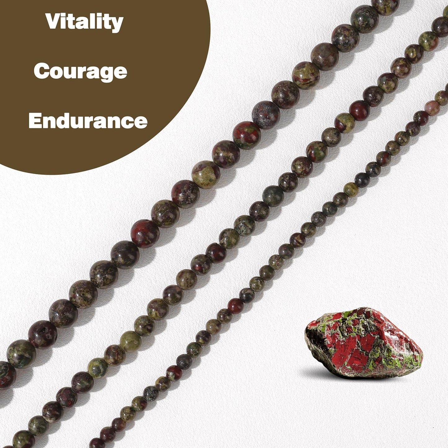 Raicegs 100pcs 8mm Bloodstone Beads Natural Gemstone Beads Round Loose Beads for Jewelry Making DIY Bracelets Necklace