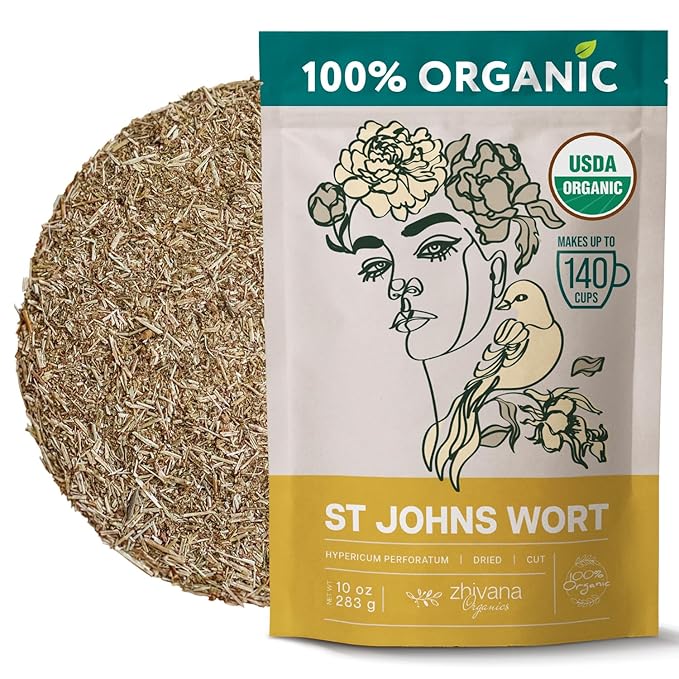 Organic St Johns Wort Tea (10 oz.) – 100% Pure Dried Saint John’s Wort Herb – Te de Hierba de San Juan Organica