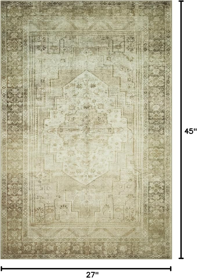 Loloi Magnolia Home by Joanna Gaines Banks Collection BAN-06 Natural/Granite 2'-3" x 3'-9" .13" Pile Height, Machine Washable, Accent Rug