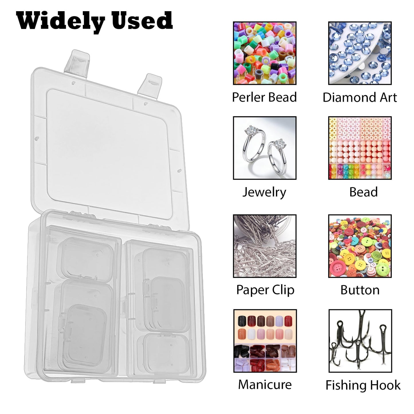 CHSZCHOMER 9 Pack Clear Plastic Storage Boxes with Snap-Lock Lids, Assorted Sizes Mini Organizer Containers with Bonus Marking Labels for DIY Crafts, Beads,Charms,Stickers, SMT Components,Hardware
