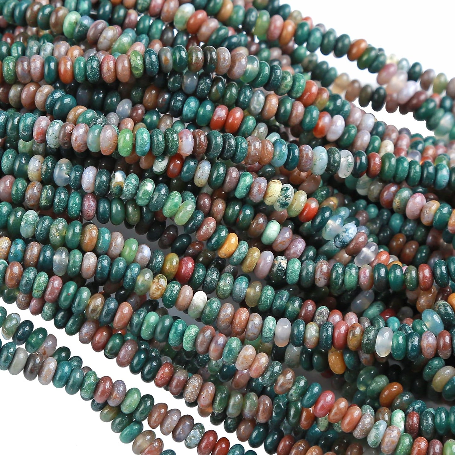 150PCS 2x4mm Natural Indian Agate Rondelle Beads Abacus Disk Stone Beads Round Loose Spacer Gemstone Beads for DIY Bracelet Necklace Jewelry Making
