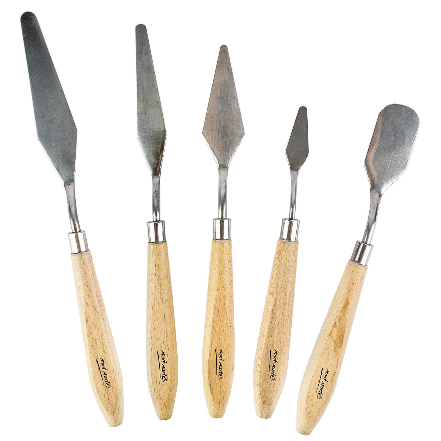 Mont Marte Studio Palette Knife Set, 5 Piece. Selection of Different Sizes and Styles of Stainless Steel Palette Knives.