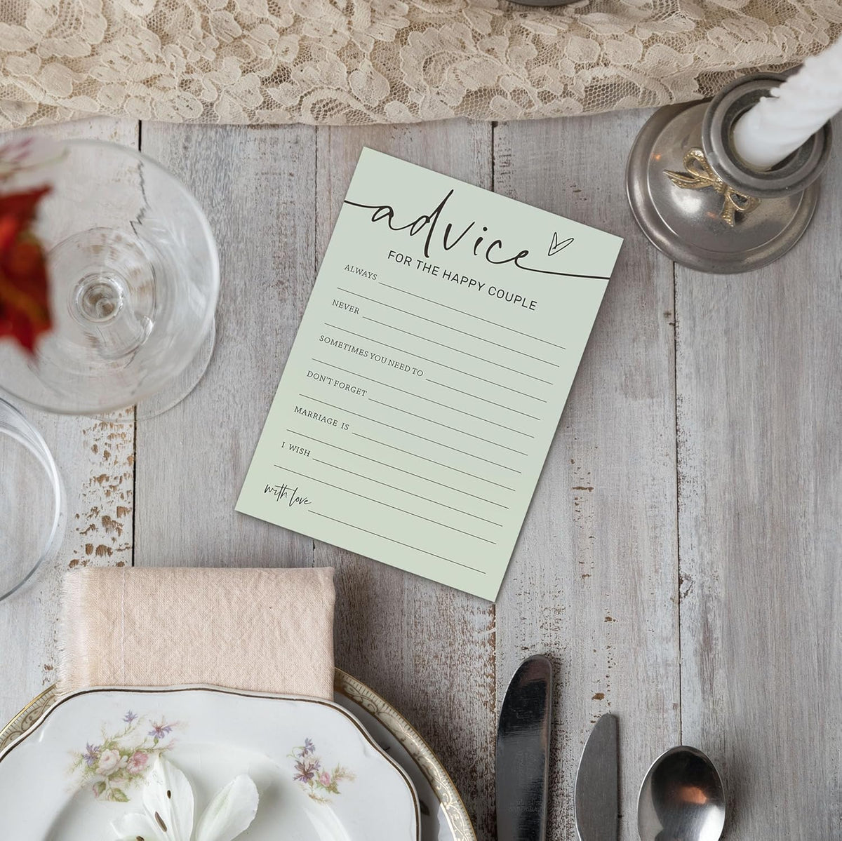 Bridal Shower Games, Advice for the Happy Couple, 25Pcs Minimalist Sage Green Bridal Game Cards, Wedding Shower Games for Guests, Engagement Bachelorette Party Supplies