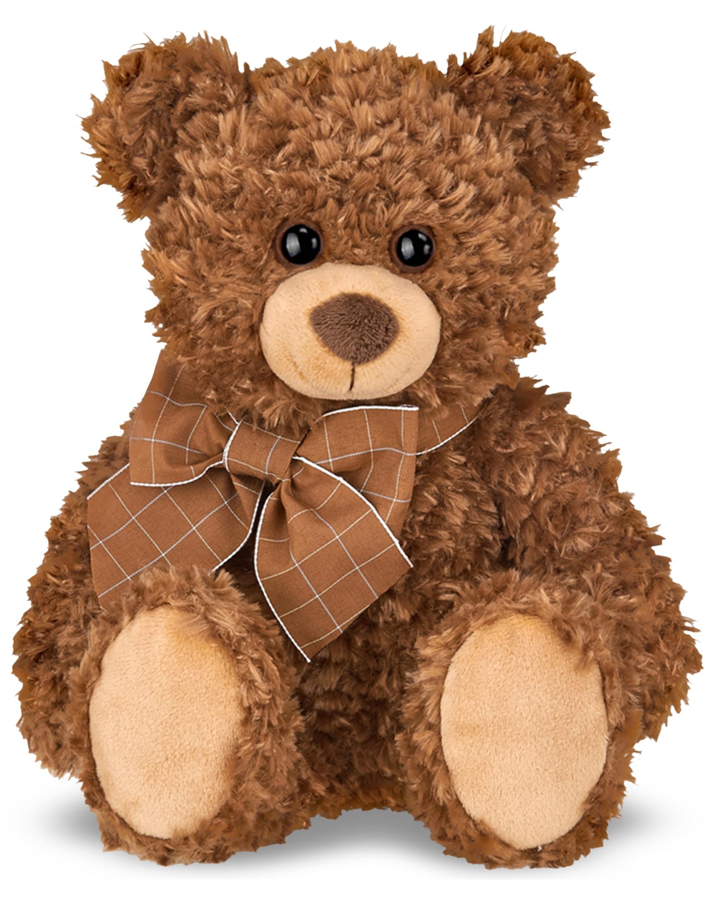 Bearington Lil' Reggie Dark Brown Teddy Bear Stuffed Animal - 12" Plush Brown Poseable Stuffed Bear with Soft Fur, Satin Bow, and Vintage Bears Design - Classic Cuddly Gift for Kids and Adults