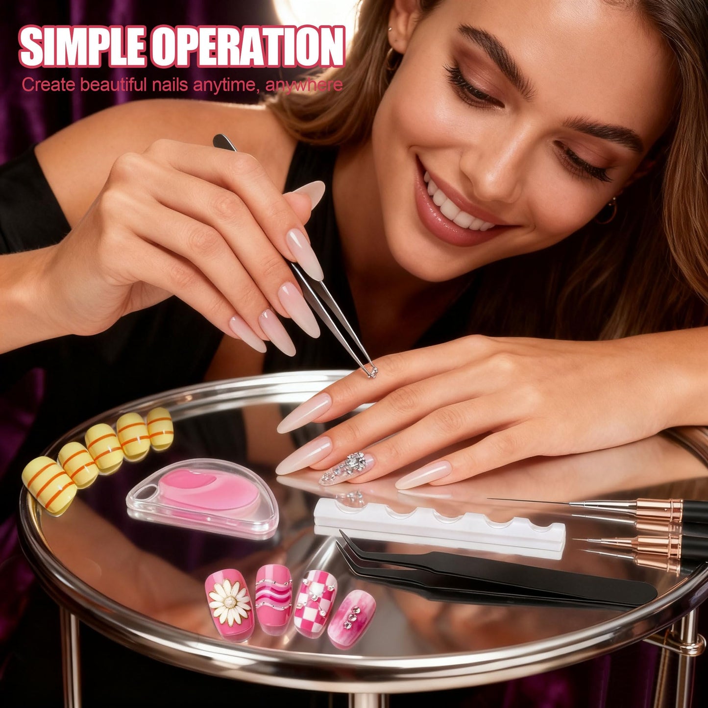 Artdone Nail Striping Tape Lines Kit With Nail Art Pens Dotting Tools And Liner Brushes For Gel Polish Small Detail Drawing Design Paint