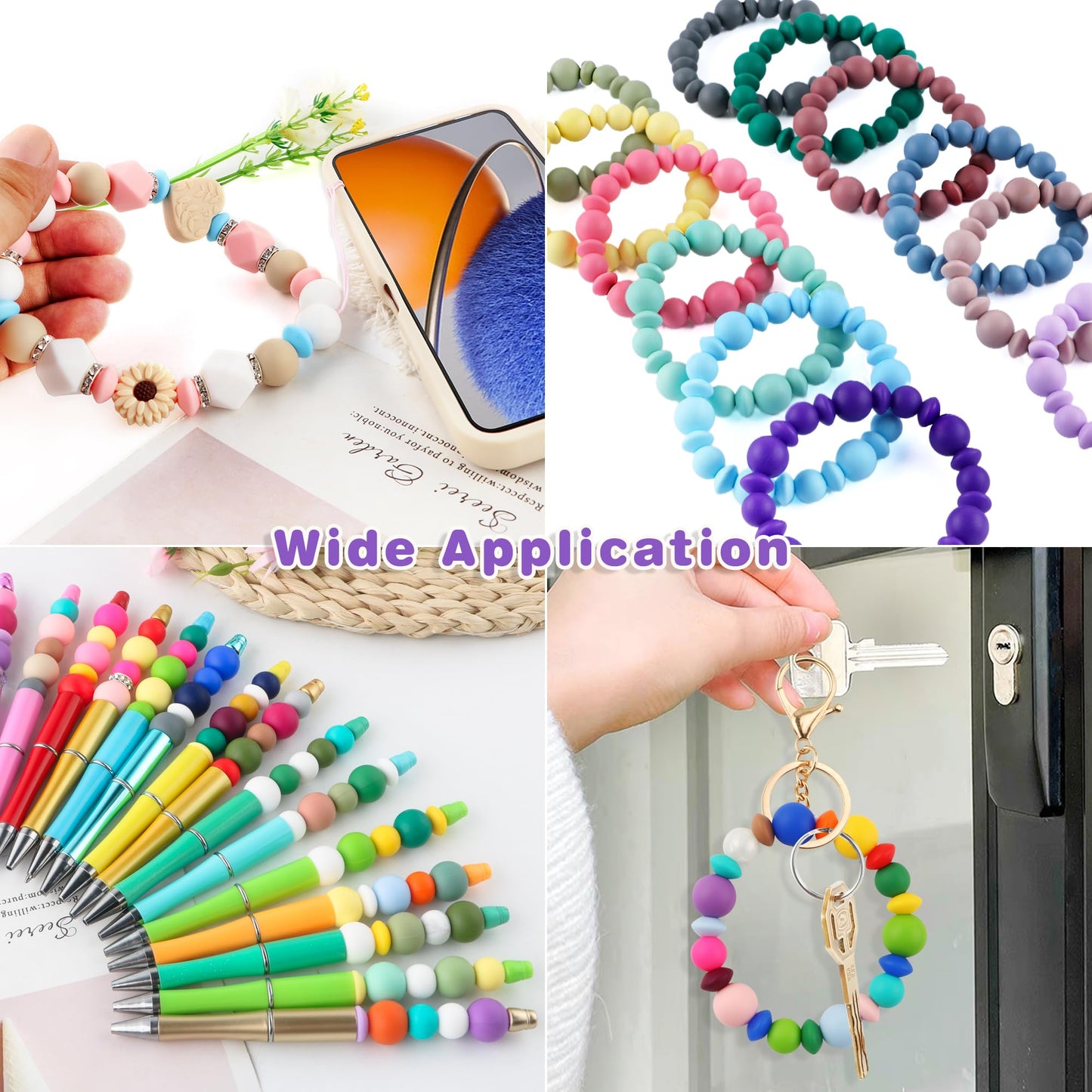 Kovict 200Pcs Mixed 12mm 15mm Silicone Beads for Keychain Making, 12mm Lentil Silicone Beads for Pens Bracelet Necklace DIY Crafts(Rose Brown)