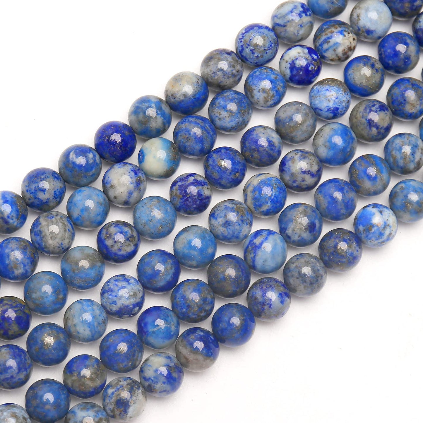 70PCS Natural 8MM Healing Gemstone, Lapis Lazuli Energy Stone Round Loose Beads, Semi-Precious Crystal Beads with Free Elastic String for Jewelry Making DIY