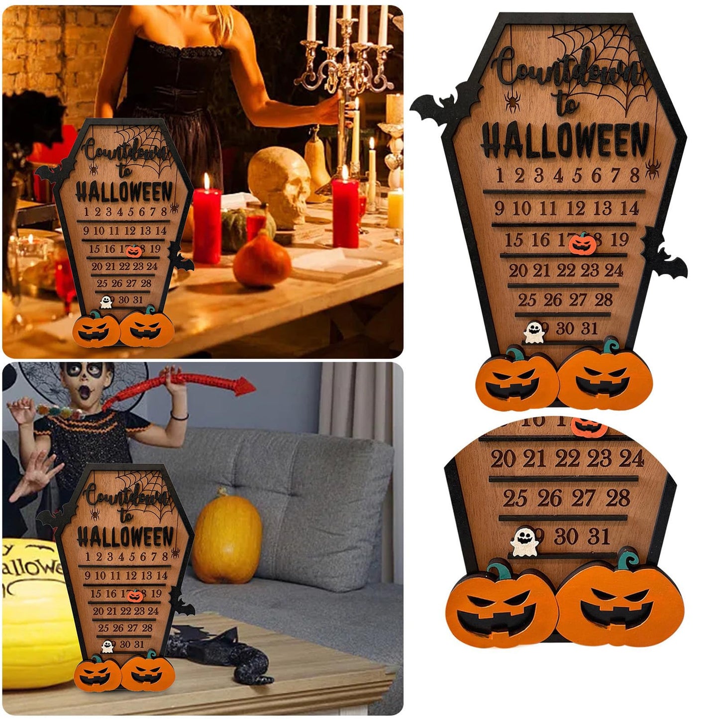 Countdown to Halloween Calendar, Advent Calendar 2025, Happy Christmas Countdown Calendar, Halloween Decoration Table Wall Ornament