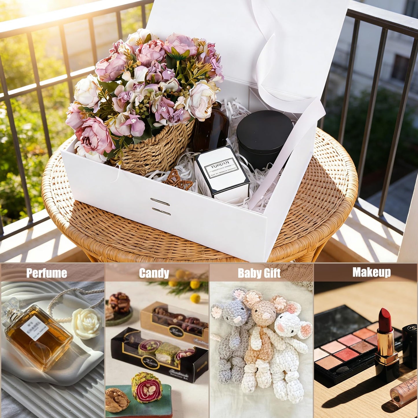 Aimyoo 5 Pack Large White Gift Box with Ribbon, 11.5x8.6x4.1 inch Groomsman Proposal Box for Presents with Magnetic Closure Lids, Rectangle Collapsible Luxury Box for Wedding, Christmas, Birthday