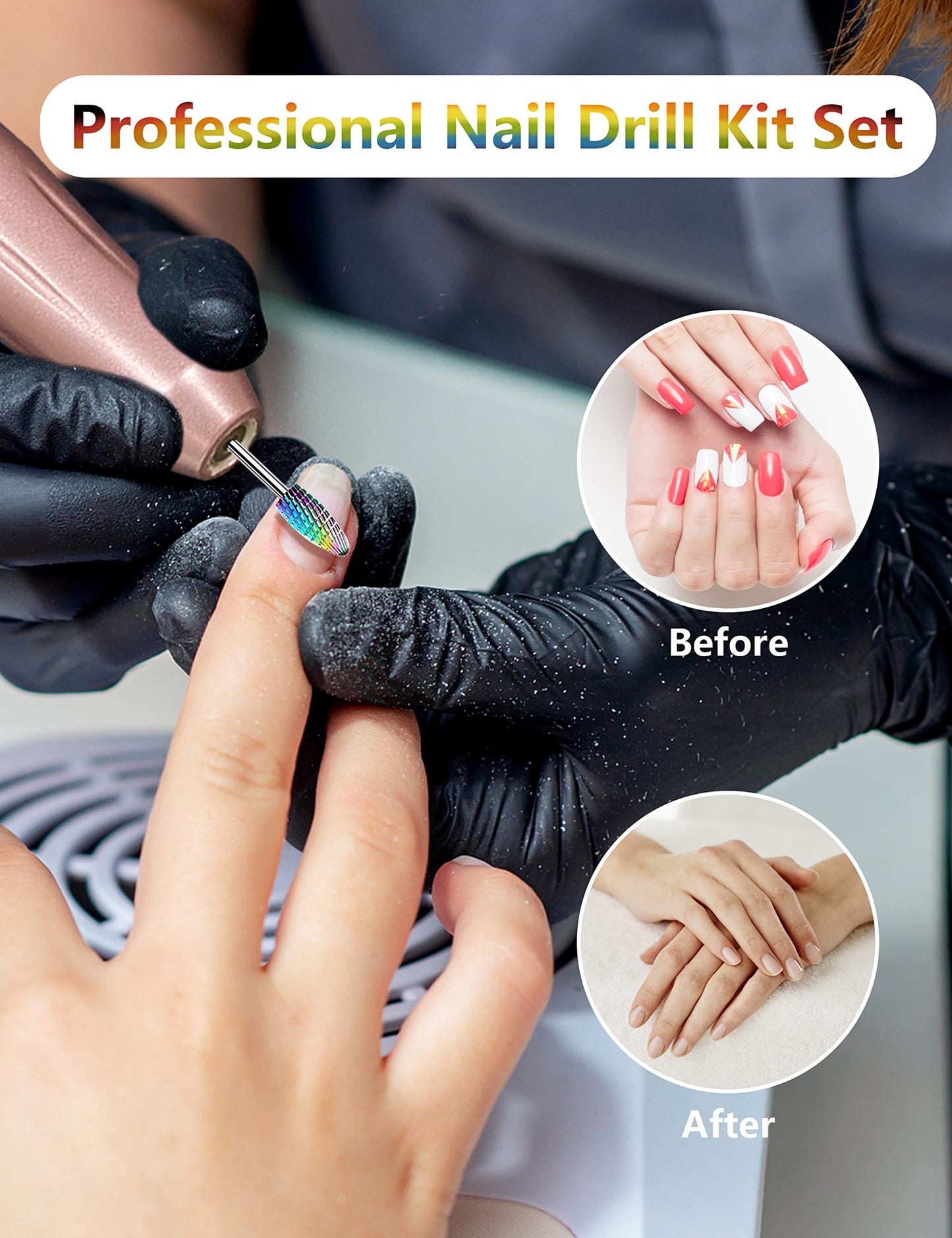 10pcs Nail Drill Bits Set, IAGBIBU Electric Nail Drill Kit Tungsten Carbide Nail Drill Bits for Acrylic Poly Nail Gel Polish, 3/32 inch Professional Nail Bits Manicure Pedicure Remover Home Salon Use