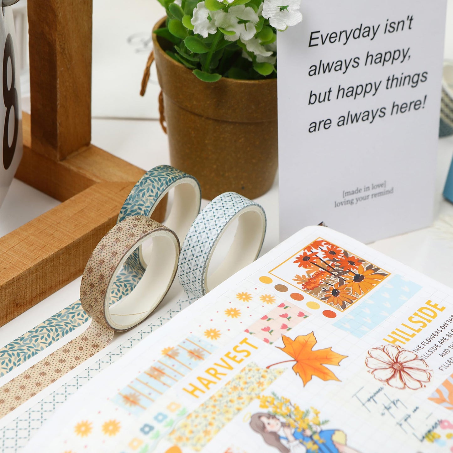 YUBX Basic Patterns Washi Tape Set 60 Rolls Geometric Elegance Decorative Skinny Masking Tapes for Arts, DIY Crafts, Journals, Planners, Scrapbook, Wrapping