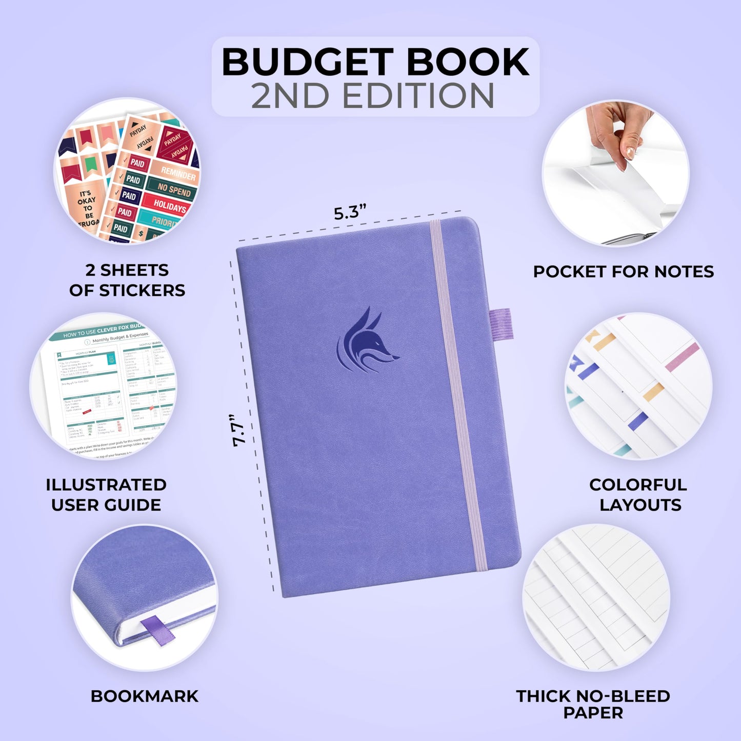 Clever Fox Budget Book 2.0 – Simple Budgeting Planner for Beginners – Financial Notebook with Money Spending, Debt & Bill Tracker (Lavender)