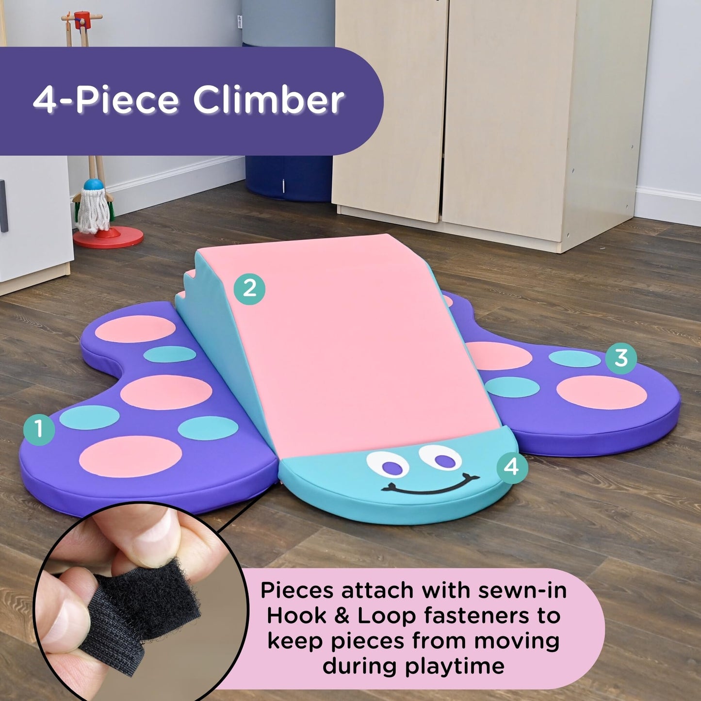 Children's Factory Nature Butterfly Climber, Toddler Indoor Playground Set, Soft Play Climbing for Toddlers, Pink Set