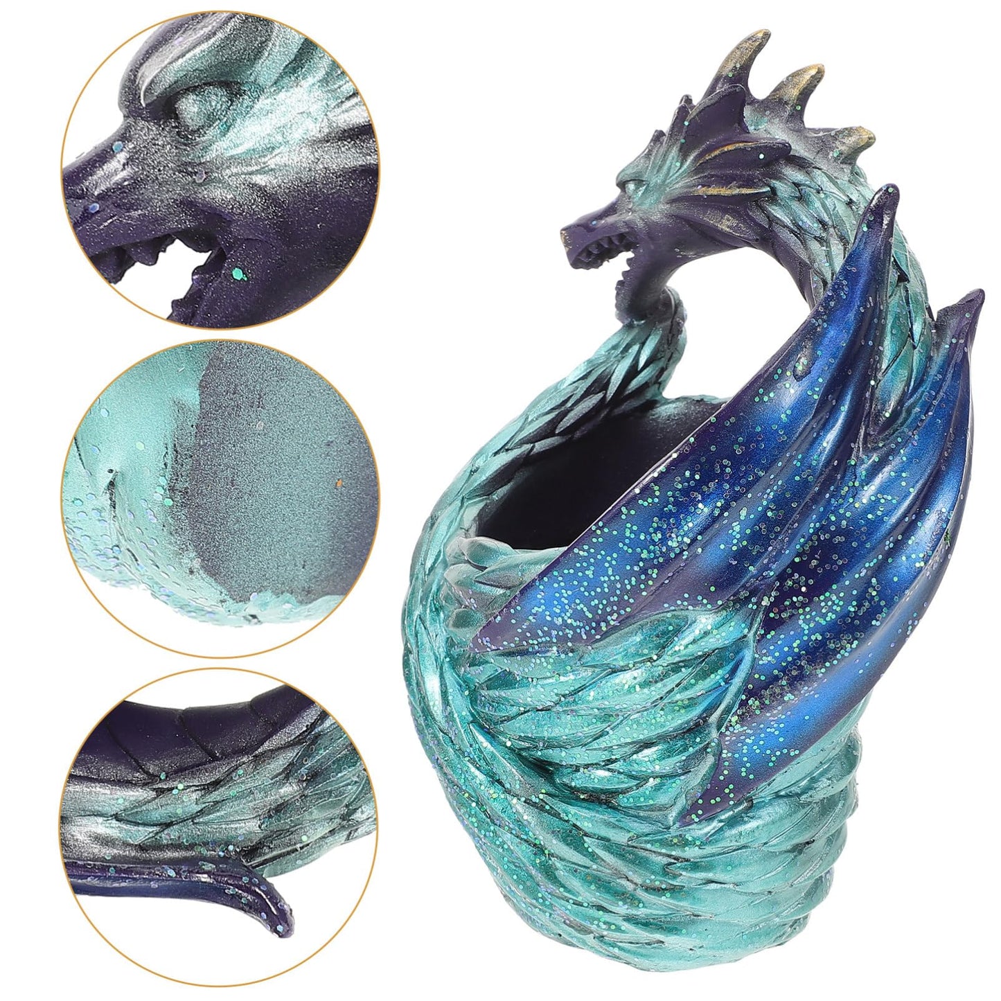 HANABASS Dragon-Shaped Resin Planter for Succulents Small Plants Decorative Pot for Home Office Desktop Garden Decoration 3.15X4.72X3.15 Inches