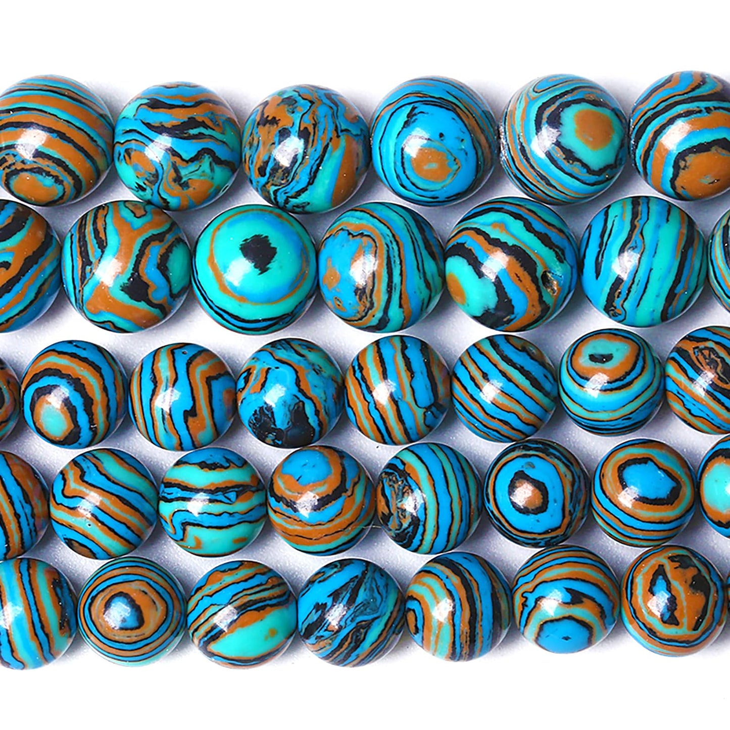 8MM Blue Malachite Beads Natural Stone Energy Healing Beads Round Loose Beads for Jewelry Making Bracelet 90pcs 2 Strands 32"