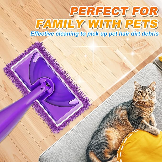 6 Pack Wet Jet Pads Refills for Swiffer WetJet, Washable Reusable Mop Pads for Hardwood Floor Cleaning, Purple(Mop is Not Included)