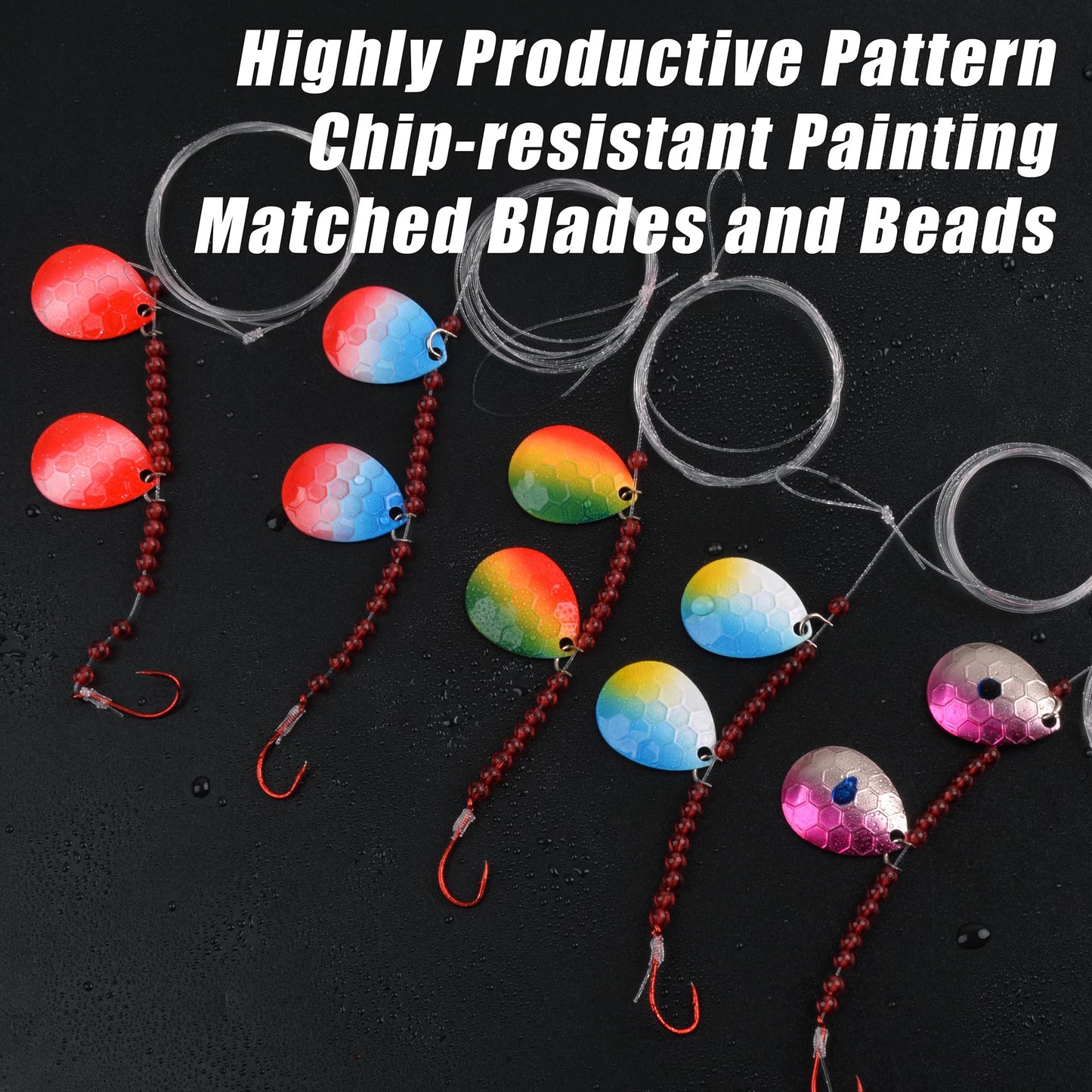Walleye Spinner Rig,Fishing Lure Rig Crawler Harness SpinnerKit Live Bait Rig with Colorado Blade Octopus Hooks for Walleye Trout Salmon Saltwater Freshwater Mix 5 Color - 10pcs
