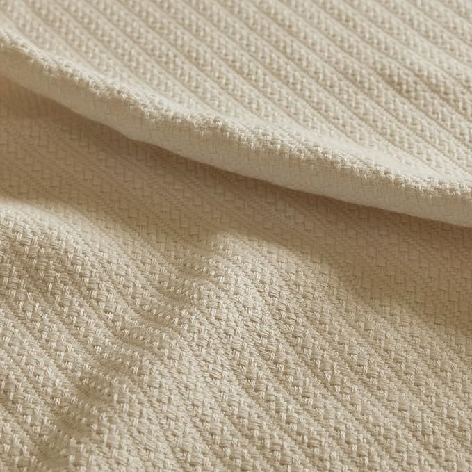 Madison Park BL51N-0675 Liquid Cotton Luxury Blanket Premium Soft Cozy 100% Ring Spun Cotton For Bed , Couch or Sofa, Twin, Linen