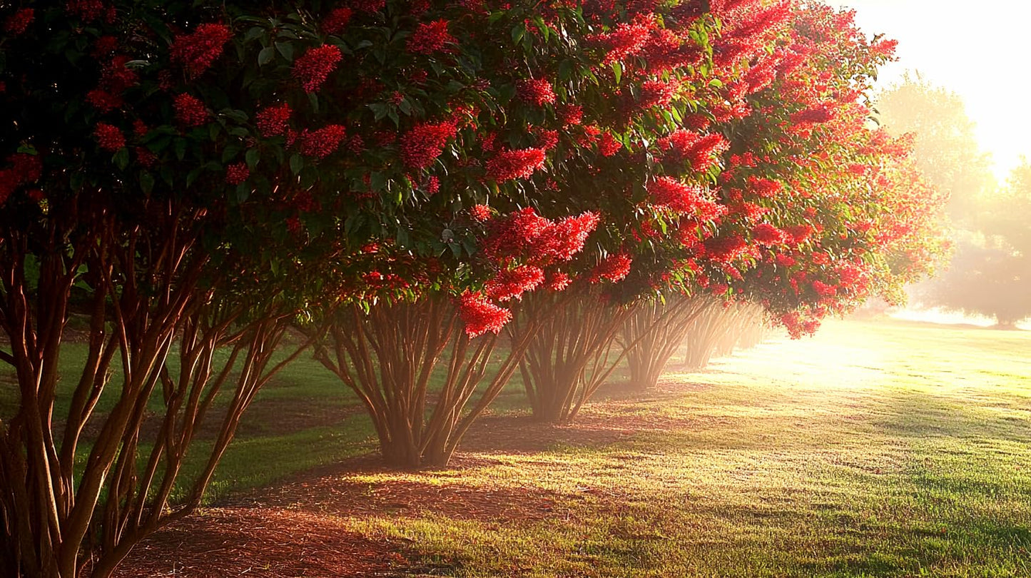 Crape Myrtle Red Rocket | 30 Live Plants | Lagerstroemia Indica | Fast-Growing Ornamental Tree, Drought Tolerant, Long Blooming Season, Red Flowers, Low Maintenance