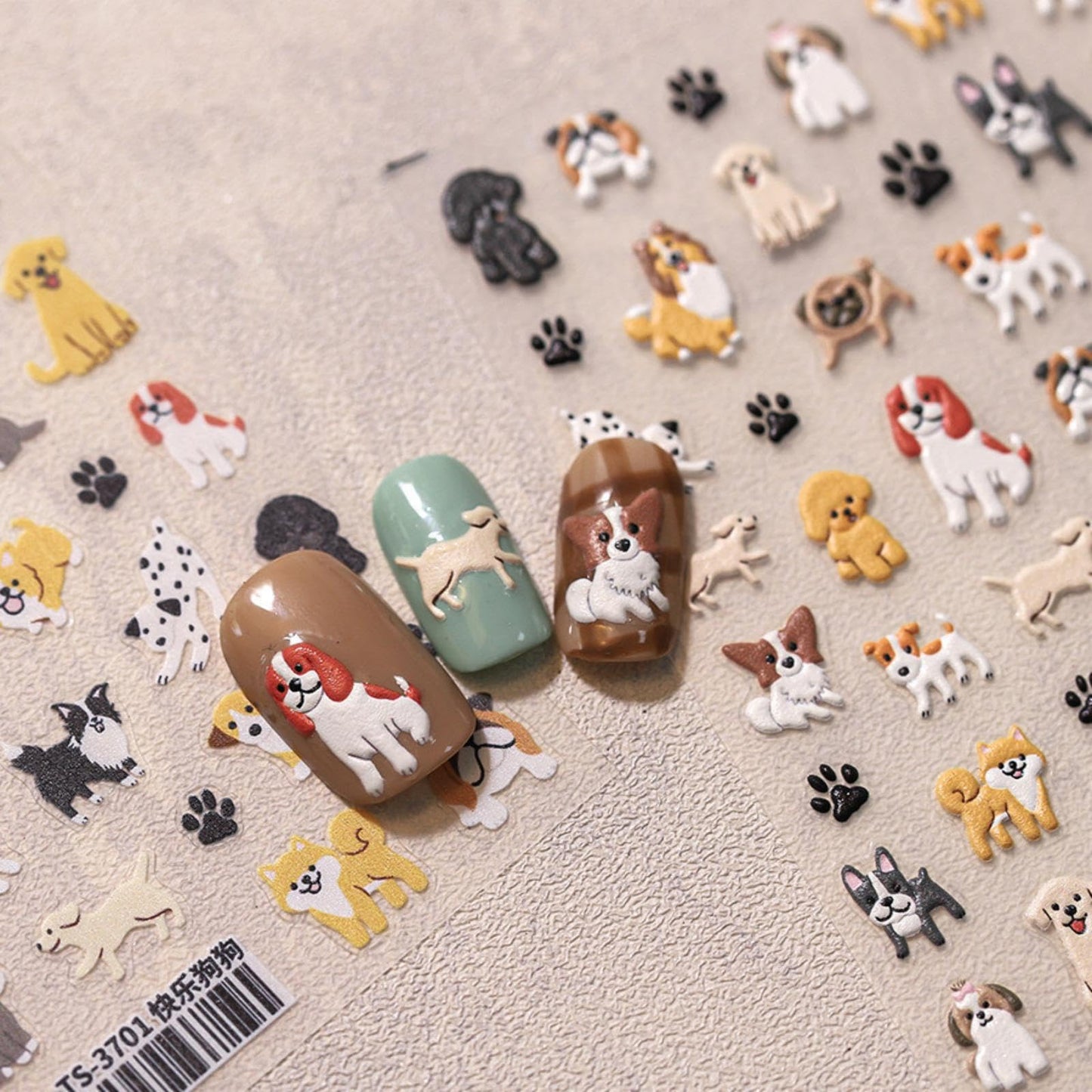 Dog Nail Stickers 5D Embossed Dog Nail Decals Luxury More Than 50 Pattern Design Nail Art Stickers Self-Adhesive Nail Art Accessories Animal Nail Supplies for Women Manicure