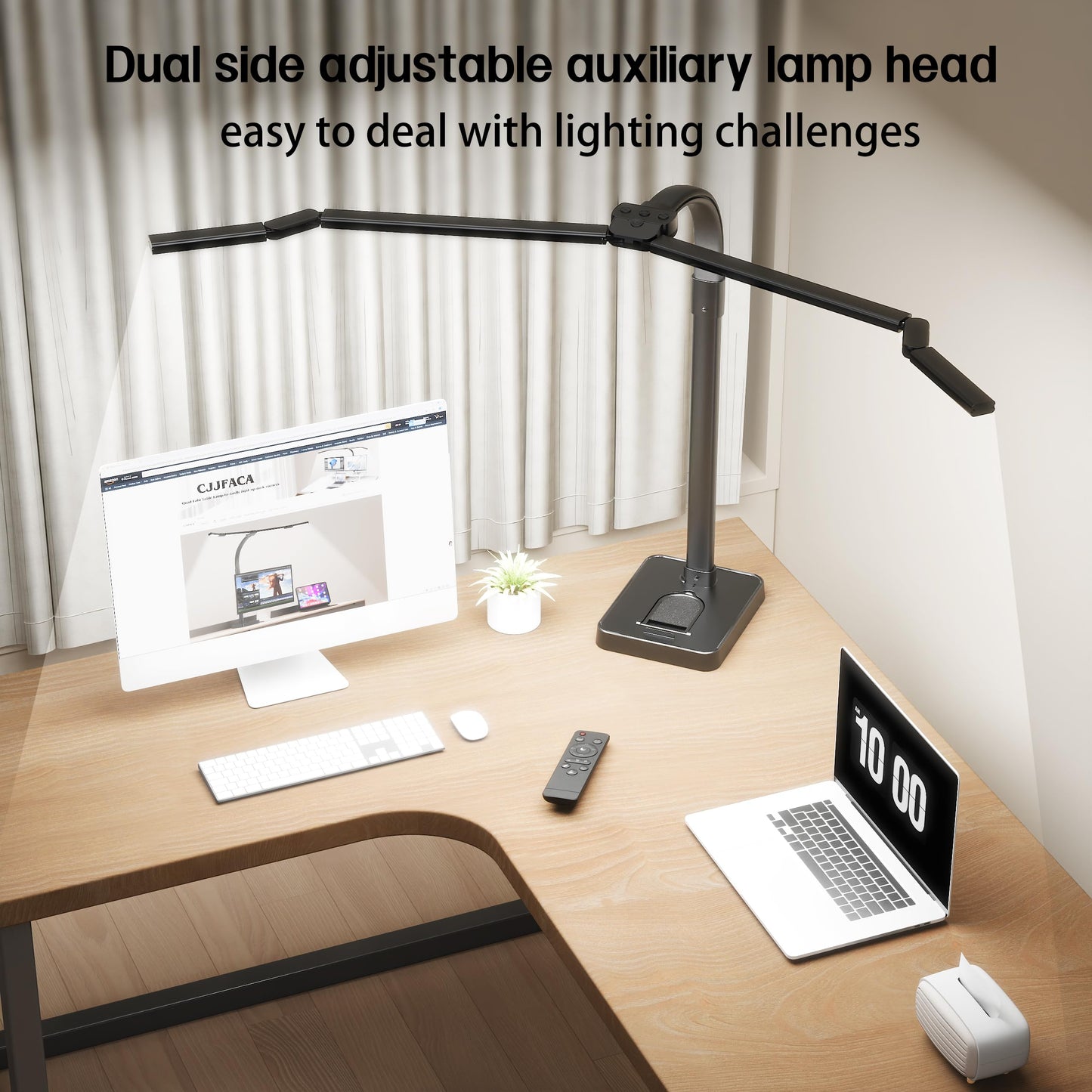 CJJFACA desk lamp for home office，Architect Led Desk Lamp with 25 Lighting Modes Adjustable Flexible Gooseneck, 24W Ultra Bright Task Lamp with Atmosphere Lighting（Black Desktop)