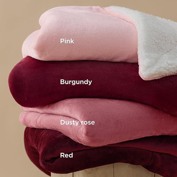 Bedsure GentleSoft Sherpa Fleece Throw Blanket Twin Size for Couch - Thick and Warm, Soft Fuzzy Plush Twin Blanket for Winter, Dusty Rose, 60x80 Inches