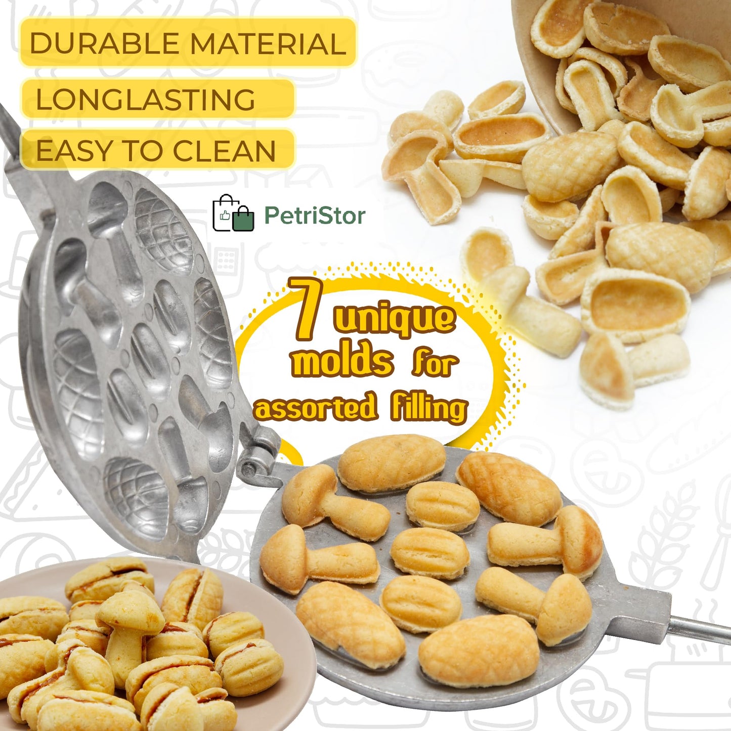 Ultimate Assorted Cookie Maker For Filling from 3 Oreshki Mold + 4 Pine Cone Cookie Cutter + 4 Mushroom Cookie Candy Maker - Walnut Mold - Molde Para Hacer Nueces Cubanas