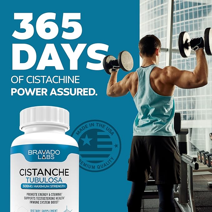 Cistanche Tubulosa Supplement Men 500 mg - Testosterone Booster for Men - Promotes Strength, Mood, Energy, Focus, Hormone Support - Cistanche Tubulosa Extract Powder - 60 ct