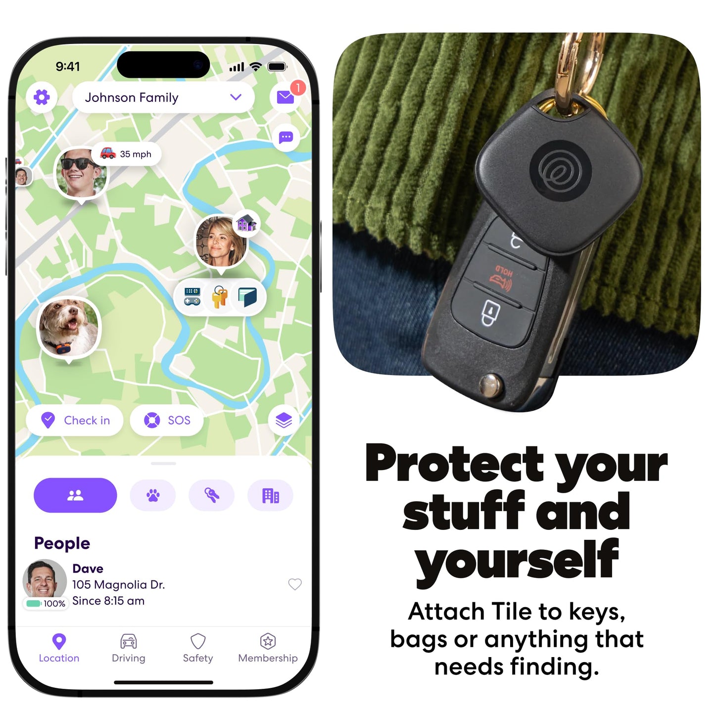 Life360 Tile - Bluetooth Tracker, Keys Finder and Item Locator for Keys, Bags and More. Phone Finder. Both iOS and Android Compatible. 2-Pack (Black/White)