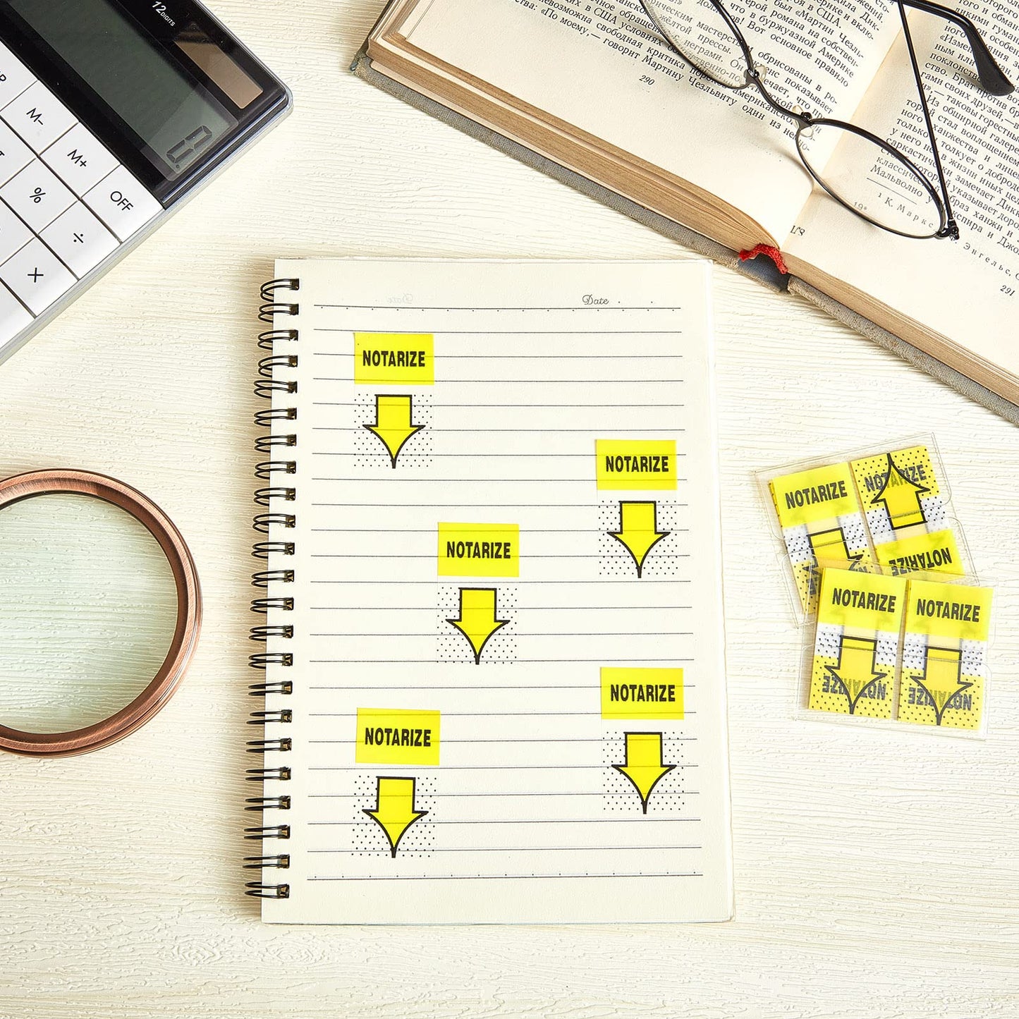 Qeeenar 800-Piece Sign Here Tabs - 1 Inch Sticky Flags for Document Notarization, Office Notebook and Book Annotation - Initial Here Stickers(Yellow,Notarize)