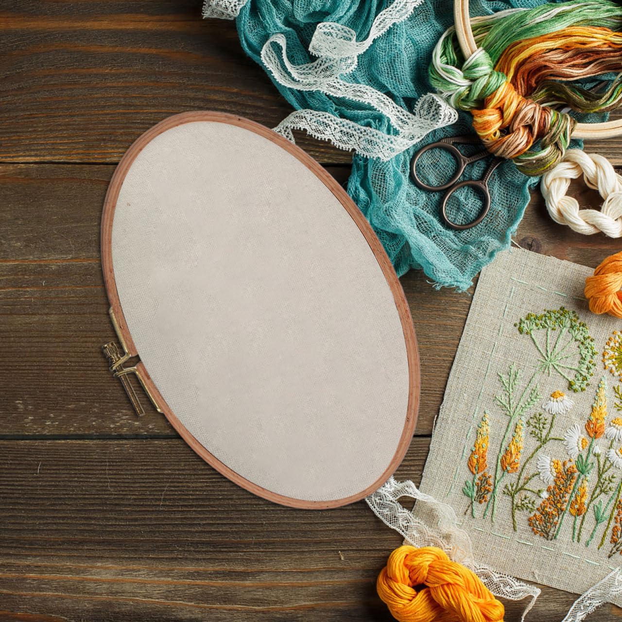 PLAFOPE Oval Wood Embroidery Hoop Large Frame for Cross Stitch and Needlework Spacious Craft for Detailed DIY Quilting and Decorative Home Art Display