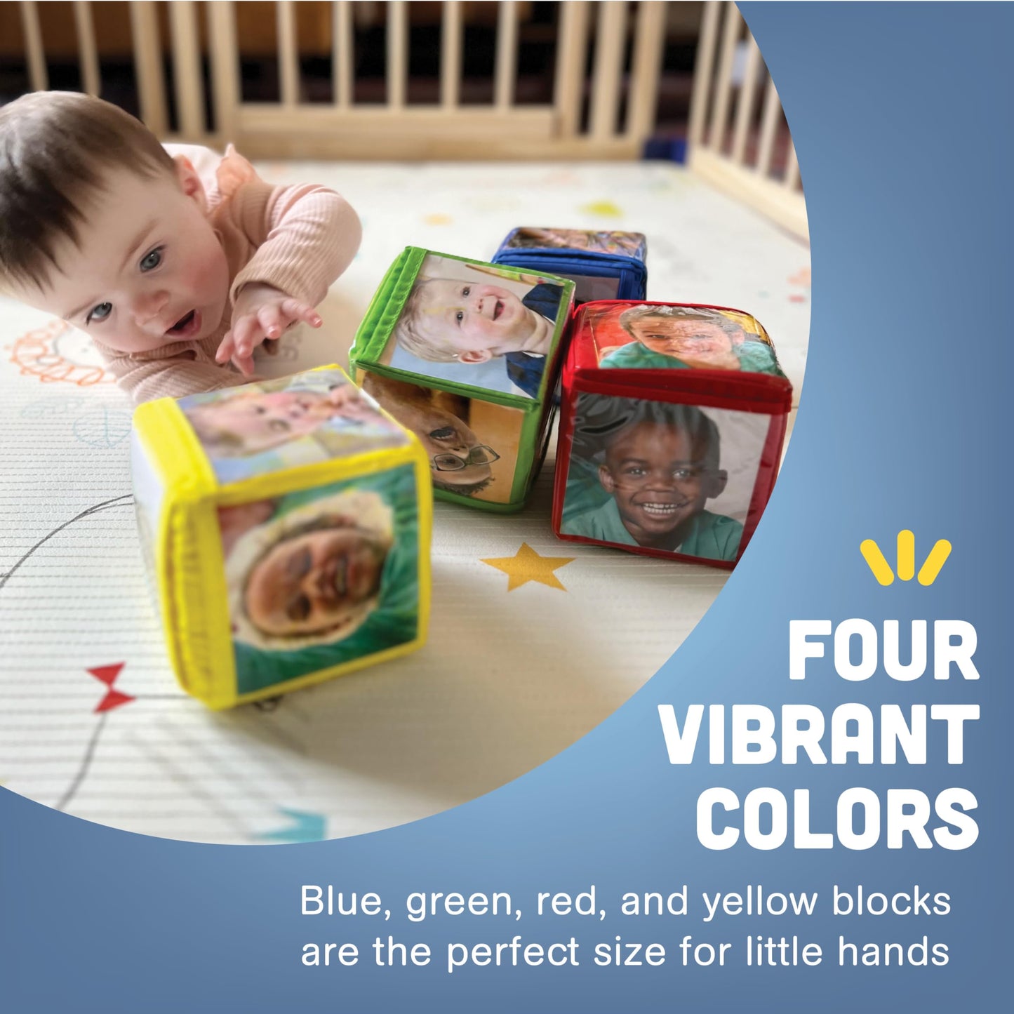 Constructive Playthings Customizable Stacking Block Toys with Clear Pockets for Ages 12 Months+, Toddler Soft Foam Building Blocks, Builds Fine Motor Skills, Multicolor