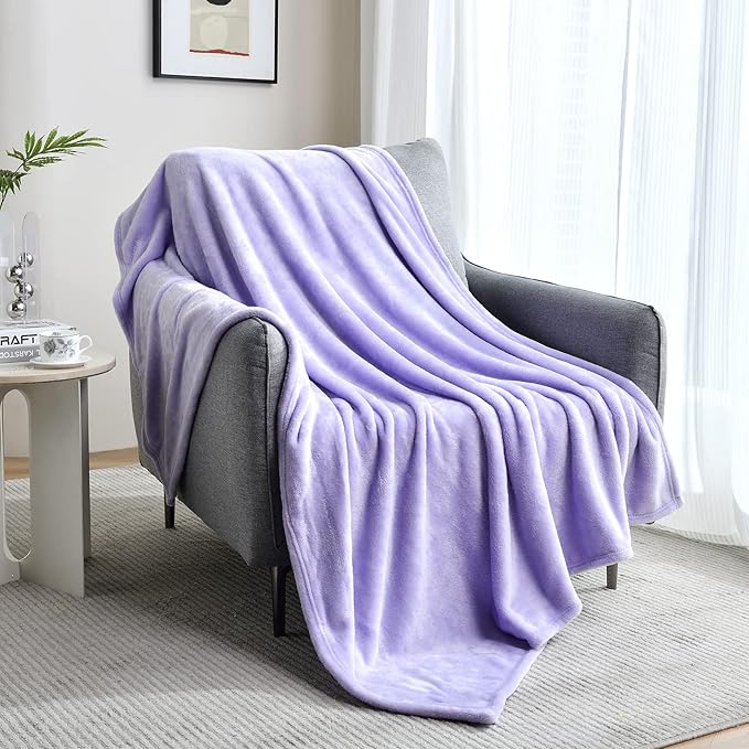 SOCHOW Flannel Fleece Blanket Twin Size, All Season Lightweight Super Soft Cozy Blanket for Bed or Couch, 60x80 inches, Lilac
