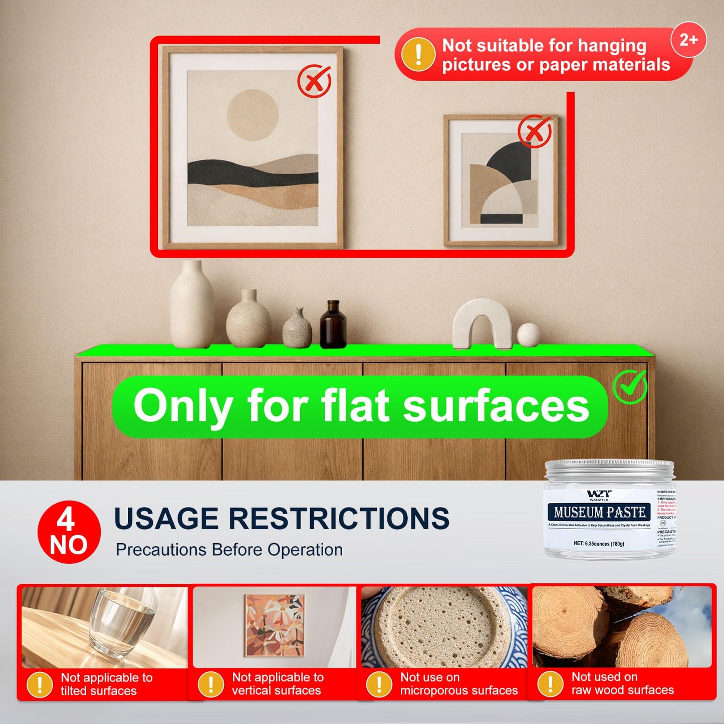 WAN2TLK 180g Exhibits Fixing Gel for Museum - Clear, Removable & Reusable Putty Wax for Securing Antiques, Glass, and Breakable Collectibles from Falling (Non-Toxic)
