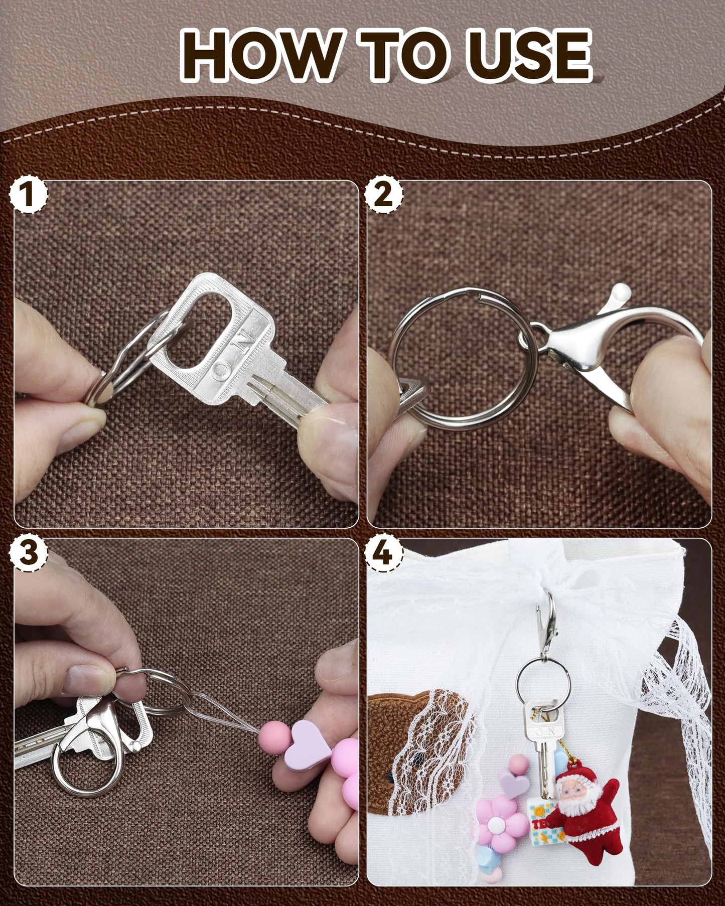 325PCS FIVEIZERO Keychain Making Kit - Keychain Clip with Key Ring, Lobster Claw Clasp, Swivel Snap Hook, Jumprings & Extender Chain for Crafts, DIY Projects & Purse Making Supplies