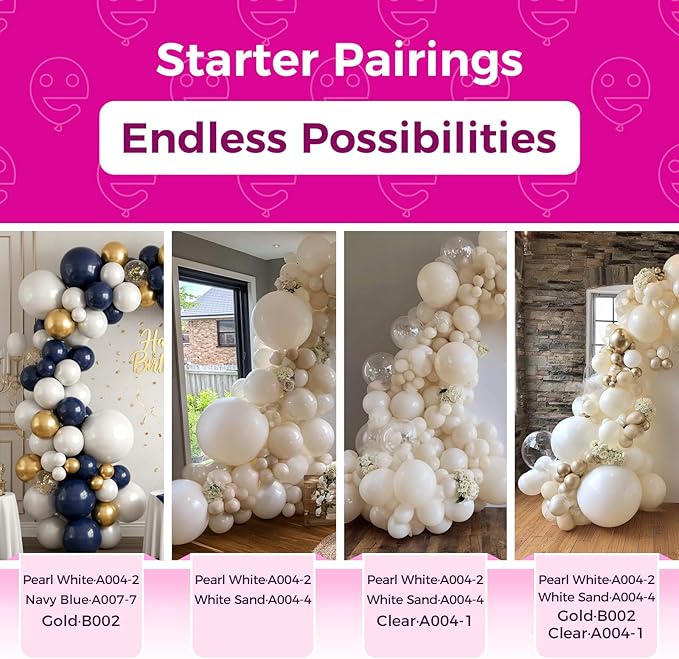 Bezente Pearl White Balloons Latex Party Balloons - 100 Pack 12 inch Round Helium Pearlescent White Ivory Balloons for Valentines Day Anniversary Wedding Bridal Shower Birthday Party Decorations