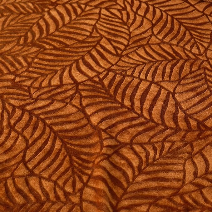 SOCHOW Super Soft Flannel Fleece Fall Throw Blanket, Lightweight Cozy Warm Leaves Textured Plush Blanket for Bed Couch Sofa, 50 x 60 Inches, Caramel