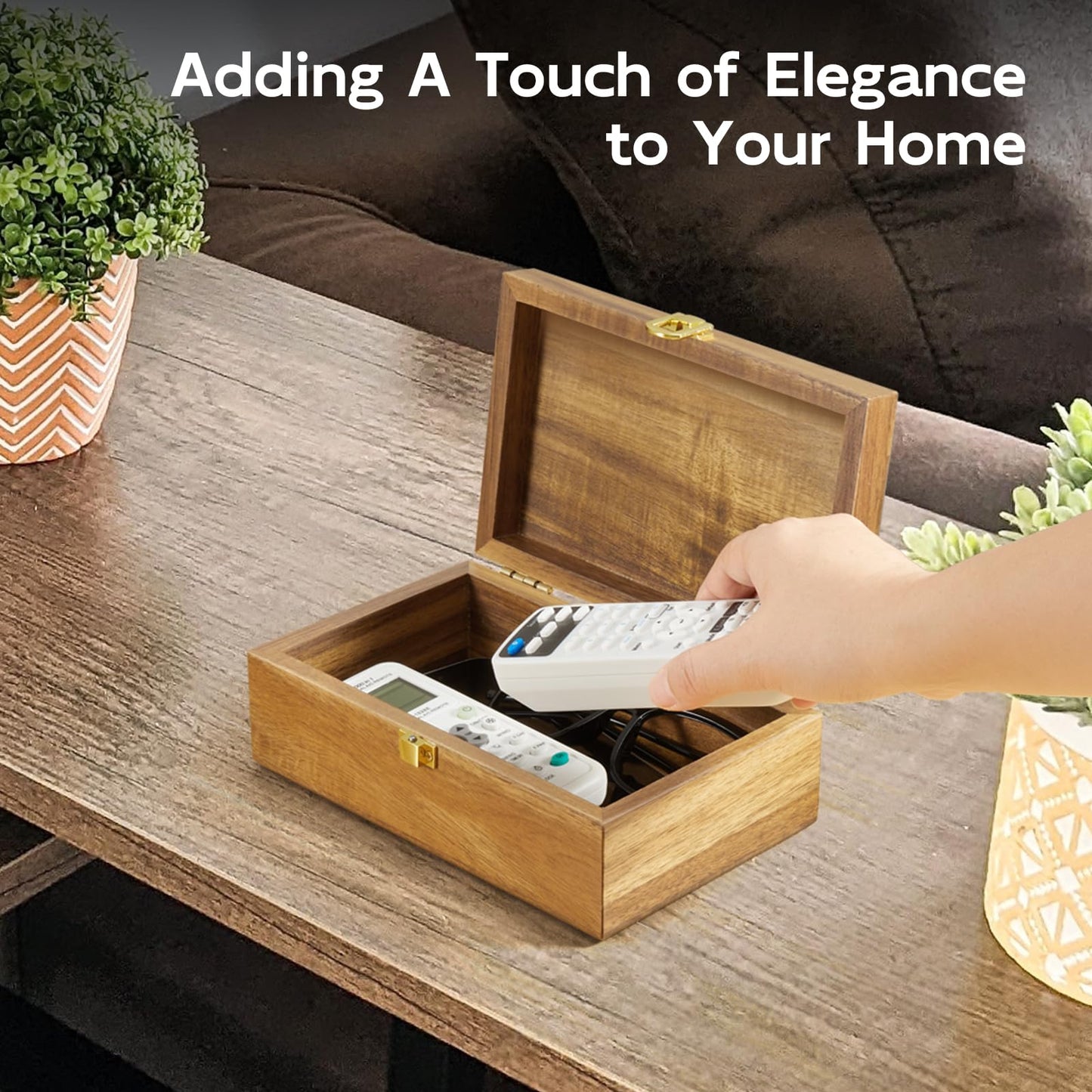 BWODYAY Acacia Wood Decorative Box with Lid, Small Jewelry Box, Memories Box, Keepsake Boxes with Lids, Wooden Gift Box