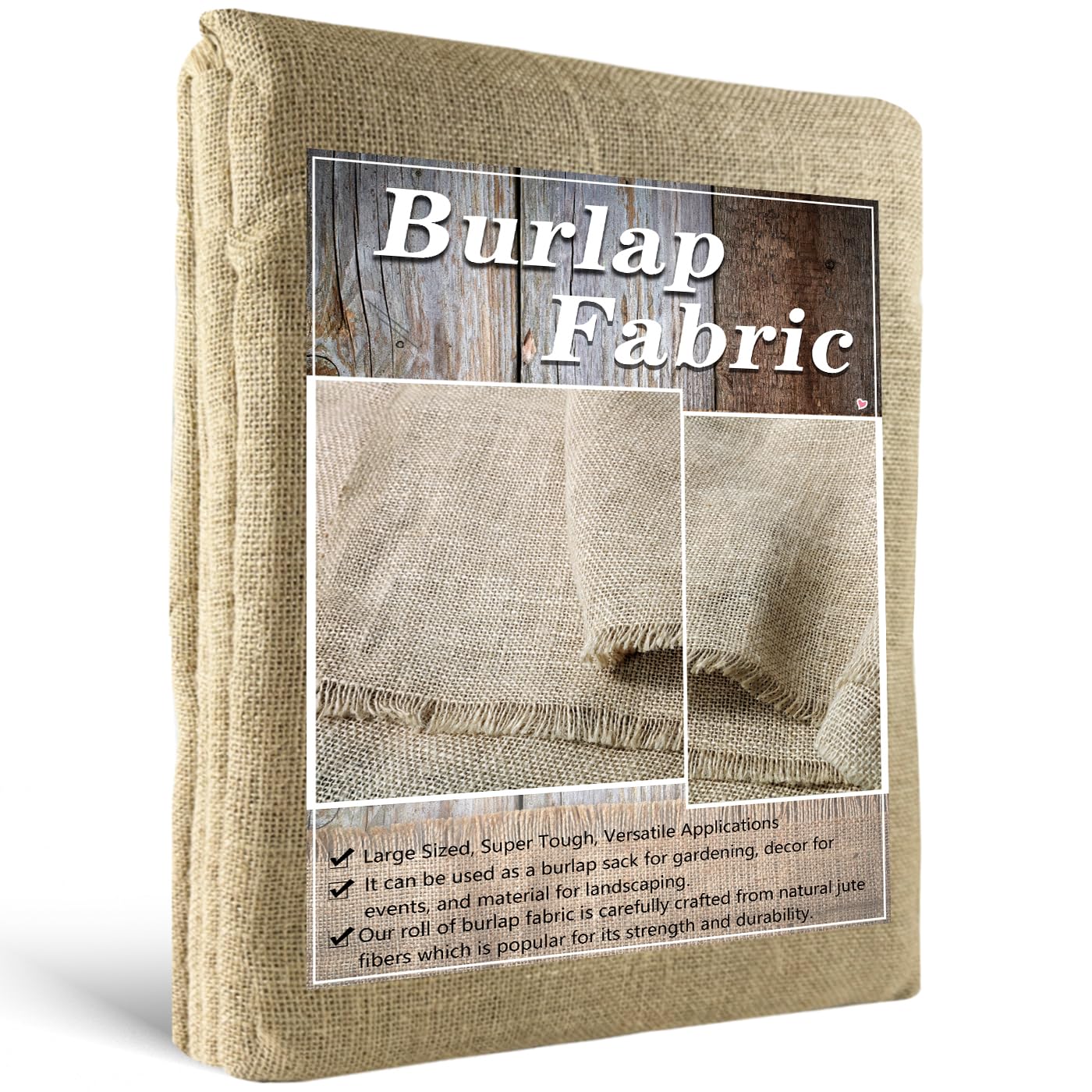 Hortifan Burlap Fabric Roll, 40" x 15 Feet Burlap Garden Fabric Natural Jute for Decorations, Crafts, Weddings, Table Runner, Landscaping, Plants & Tree Covering