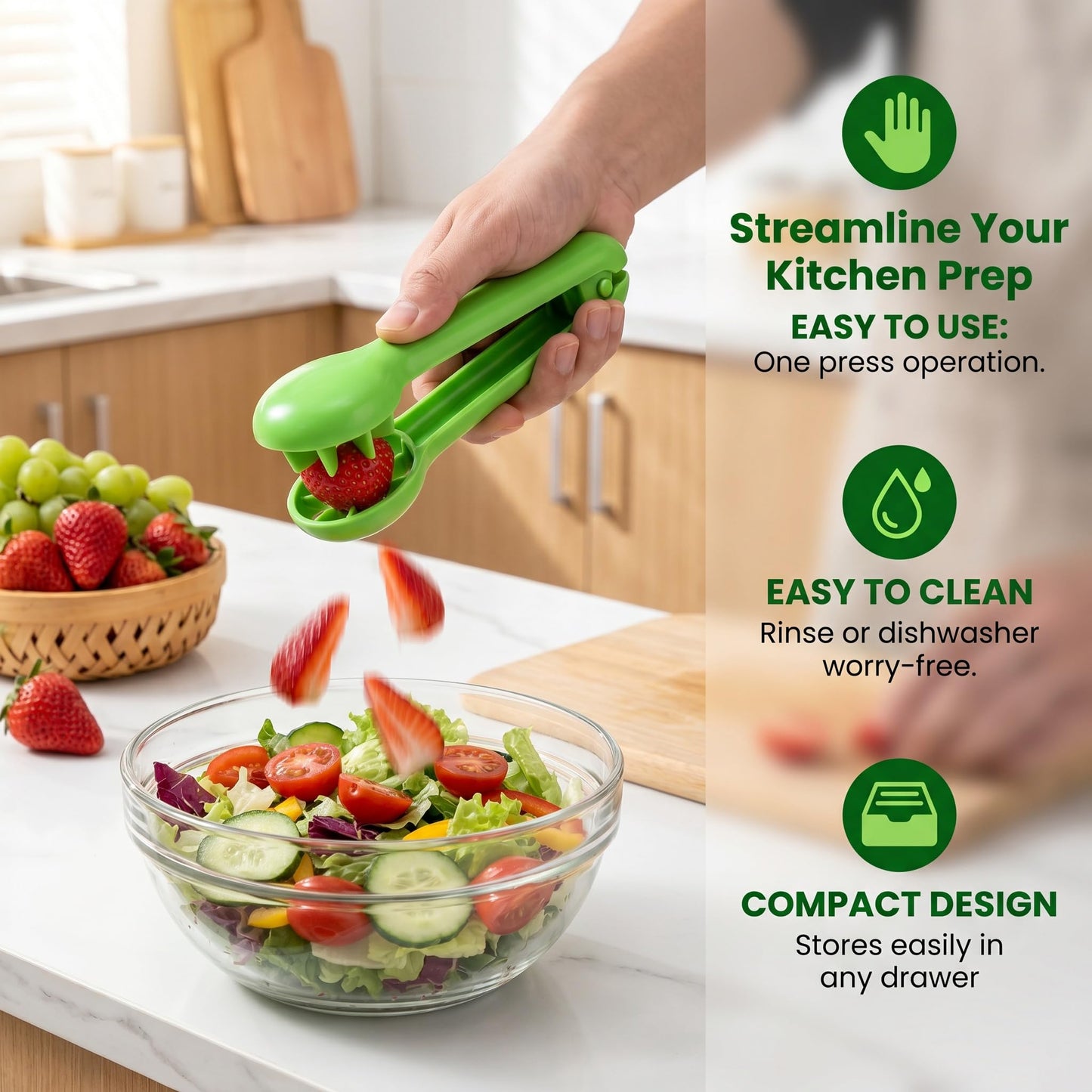 Grape Cutter Tool, Grape Tomato Cherry Strawberry Slicer, Quick & Easy Fruit Slicer Kitchen Gadget (1)