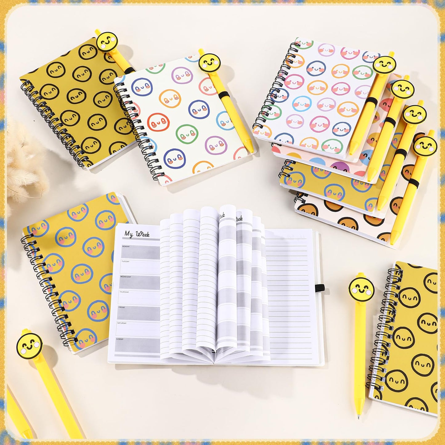 Sayglossy 48 Pcs Inspirational Notebooks Bulk Coworker Positive Spiral Notebook Party Favors A6 Journal with Ballpoint Pen Classroom Office Appreciation Gift