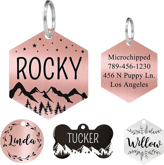 Ultra Joys Custom Dog Tag Personalized Pet Name Tag - Large Bone Mountain